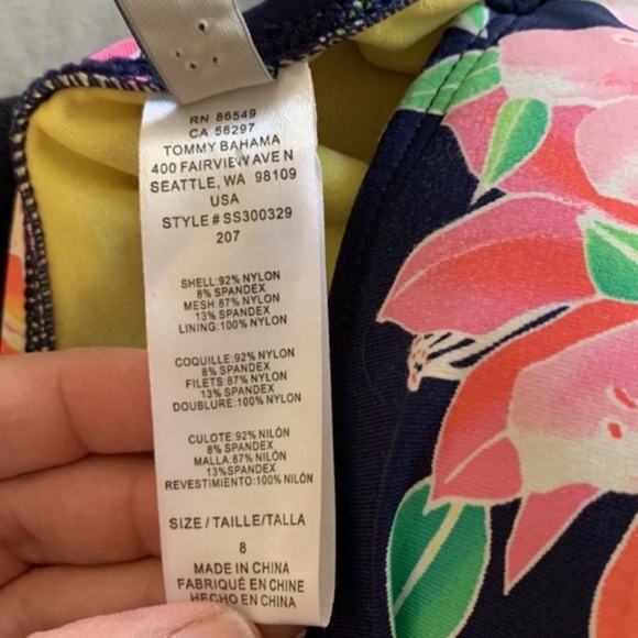 Tommy Bahama® Sun  Lilies Twist Front
Shirred Bandeau One Piece size 8 - Picture 7 of 11